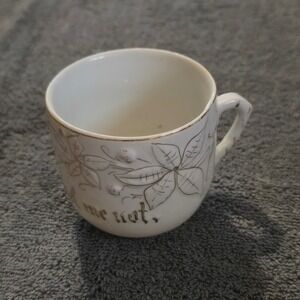 Germany Porcelain Tea Cup Small Coffee White Gold Forget Me Not Floral Antique